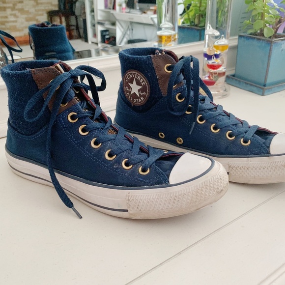 navy converse high tops womens